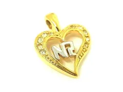■極美品■ NINA RICCI ニナリッチ ラインストーン ハート ネックレスチャーム ペンダントトップ アクセサリー ゴールド系 DE6781のサムネイル