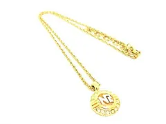 ■美品■ NINA RICCI ニナリッチ ラインストーン ロゴモチーフ ネックレス ペンダント アクセサリー レディース ゴールド系 DE4791のサムネイル