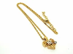 ■美品■ NINA RICCI ニナリッチ ラインストーン リボン ネックレス ペンダント アクセサリー レディース ゴールド系 DE3695のサムネイル