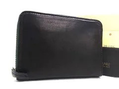 ■新品同様■ PRARE プレリー レザー ラウンドファスナー 財布 ウォレット 小銭入れ レディース メンズ ブラック系 AW5324のサムネイル