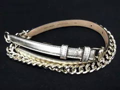■極美品■ JIMMY CHOO ジミーチュウ JCロゴ レザー ゴールド金具 チェーン ベルト レディース ゴールド系 AS9688のサムネイル