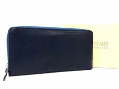 ■新品同様■ PRARE プレリー シープスキン ラウンドファスナー 長財布 ウォレット ネイビー系 BE8353のサムネイル