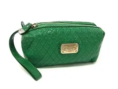 ■美品■ TODS トッズ パテントレザー メイクポーチ マルチケース 小物入れ メンズ レディース グリーン系 DP4913のサムネイル