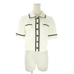 ポールカ PAULE KA ジャケット 上着 S 白 ホワイト 半袖 パイピングデザイン レギュラーカラー クロップド丈 /AO22 ■GY99のサムネイル
