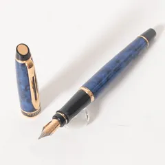 Waterman ウォーターマン エキスパートII 万年筆 F字幅 ブルーマーブル ゴールド やや傷や汚れあり 本体のみのサムネイル