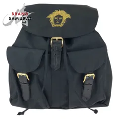 美品 VERSACE ヴェルサーチ ヴィンテージ メデューサ ブラック ナイロン/レザー リュック・デイパック バックパック 601907【中古】のサムネイル