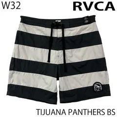 【未使用B／W32】RVCA x TIJUANA PANTHERS ボードショーツ ボーダー ブラック／ホワイトのサムネイル