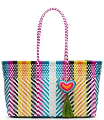 スティーブ マデン レディース バッグ Steve Madden Breezi Woven Multi Color Tote Bag Pink Multi ピンクのサムネイル