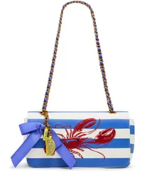 ベッツィジョンソン レディース バッグ 刺繍 Betsey Johnson MainE Attraction Lobster Embroidered Flap Stripe Shoulder Bagのサムネイル