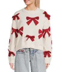 INサンフランシスコ レディース アウター ニット・セーター クルーネック プリント IN San Francisco Printed 3D Bow Crew Neck Long Sleeve Sweのサムネイル