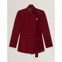 テッドベーカー レディース アウター ジャケット・ブルゾン ウール コート Ted Baker Womens Wool Short Belted Overcoat Maroon マルーンのサムネイル