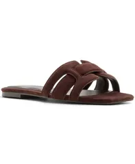 アルド レディース シューズ サンダル ALDO Womens Elenaria Square Toe Flat Sandals Dark Brown Suede ブラウンのサムネイル