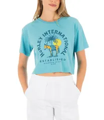 ハーレー レディース トップス シャツ クロップド ジャージー Hurley Burro Short Sleeve Boxy Cropped Jersey TShirt Maui Blue ブルーのサムネイル