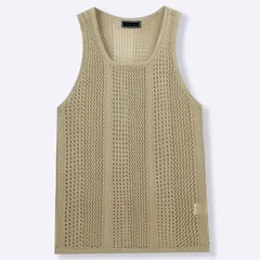 セオリア レディース トップス Tシャツ ベスト ノースリーブ ニット Seoria Mens Knitted Casual Vest withollowed out Sleeveless Beachのサムネイル