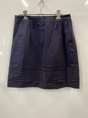P258⚫︎Drawer⚫︎ドゥロワー⚫︎スカート⚫︎タイト⚫︎ひざ丈⚫︎タック⚫︎プリーツ⚫︎バックファスナー⚫︎綿混⚫︎麻混⚫︎レディース⚫︎size36⚫︎紺⚫︎日本製のサムネイル