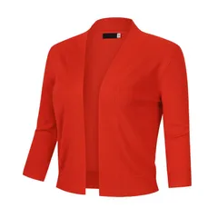 セオリア レディース アウター ニット・セーター カーディガン クロップド Seoria Ladies 34 Sleeve Cropped Cardigan Open Front Knit Shortのサムネイル