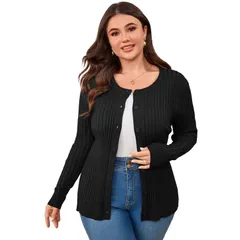 セオリア レディース アウター ニット・セーター ボタンダウン プラスサイズ カーディガン ダウン ジャケット Seoria Women Plusize Cardigan Button Down Swのサムネイル