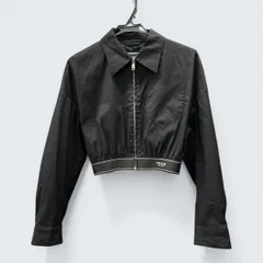 PRADA 極美品 プラダ クロップド ポプリンストレッチ ジャケット P525MG  2021年 ブラック #40 ジップアップ ブルゾン ショート丈 ロゴ レディース Aランク 中古 鑑定済 プラダブルゾンのサムネイル