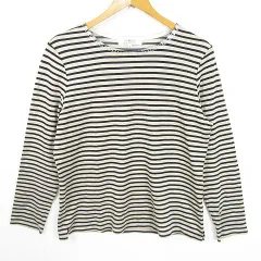 ハナエモリ HANAE MORI Deux プリマティーボ PRIMATIVO カットソー Tシャツ 長袖 ストレッチ レーヨン M ベージュ ブラック ラインストーン kz11265のサムネイル