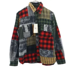 未使用 RRL ダブルアールエル チェック柄 長袖 パッチワーク ネルシャツ 3 カーキ 他 クレイジーパターン レディース 古着のサムネイル