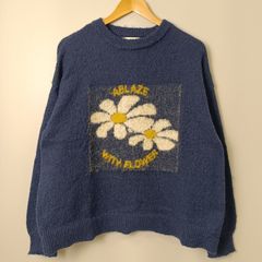 ネンネ nemne アソート モチーフ ニット 【M】 ネイビー／紺 古着
