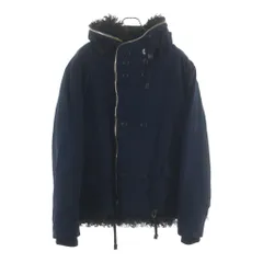 DOLCE & GABBANA (ドルチェアンドガッバーナ) 2WAY シアリング ラムレザー ファー ライニング ダブルブレスト フーテッド ジャケット ネイビー G9DD8Zのサムネイル