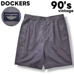 90s ヴィンテージ ドッカーズ DOCKERS D5 REGULAR PLEATED ツータック ショーツ ショート パンツ ジップアップ リネン x コットン 混紡 W36 グレー メンズのサムネイル