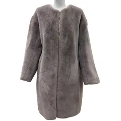 極美品☆TATRAS タトラス 23AW LTAT23A4908 TAMIL タミル フェイクファー ノーカラー ZIP UP コート グレー 02 正規品 レディースのサムネイル