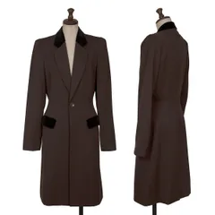 ジャンポールゴルチエクラシックJean Paul GAULTIER CLASSIQUE ベロア使いウール1Bロングジャケット 焦げ茶黒40のサムネイル