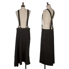 ヨウジヤマモト ファムYohji Yamamoto FEMME ウールカツラギサスペンダースカート 黒1のサムネイル