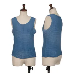 イッセイミヤケ ミーISSEY MIYAKE me  ストレッチプリーツタンクトップ 青M位のサムネイル