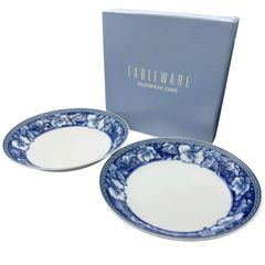 타치요시 블루 플라워 페어 파스타 접시 968-703 플레이트 2 장 세트 21.5cm 깊은 접시 식기 서양 식기 상자 포함 타치 키치 인기 꽃 무늬 [무료 배송]