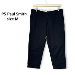 ピーエスポールスミス PS Paul Smith 日本製 コットンリネン 綿麻 クロップドパンツ アンクルパンツ ボトムス テーパード 裾ボタン ポケット 黒 ブラック M メンズ 春夏 カジュアル キレイめ お出かけ 涼しい 快適のサムネイル