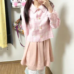 ヴィンテージ いちごミルク ピンク ツイード ジャケット 姫ギャル ラテ リズリサのサムネイル