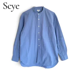 Scye ブルー メンズ レディース 長袖シャツ 36 S M相当 日本製 綿100% バンドカラー スタンドカラー ノーカラー コットンシャツ ポケット 青 サイ セレクト カジュアル モード 春秋 ユニセックス 1253KZのサムネイル