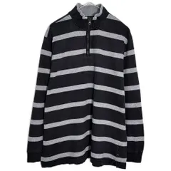 CHAPS チャップス ハーフジップ 長袖Ｔシャツ ボーダー ブラック(メンズ L)中古 古着 Y6713のサムネイル