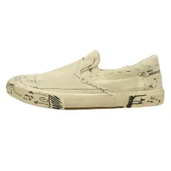 BALENCIAGA バレンシアガ 710297 Graffiti Distressed Slip-On Sneakers ヴィンテージ加工 グラフィティ ディストレスド スリッポン ローカット シューズ オフホワイト系 43【中古】のサムネイル