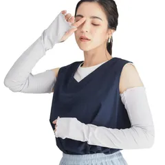 [涼活本舗]アームカバー UVカット 紫外線対策 日焼け対策 接触冷感 ロング丈 60cm グレーのサムネイル