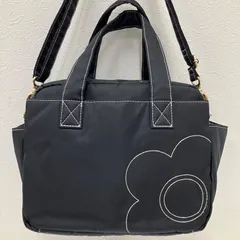 6687　MARY QUANT　マリークワント　デイジーステッチ　2way　ショルダーバッグ　トートバッグ　ハンドバッグ　ブラック　黒　デイジー　ホワイトステッチ　レディース　ポケット多数のサムネイル