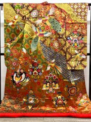 打掛 豪華 絽刺し 相良刺繍 色打掛 婚礼用 花嫁 身丈198cm MO3882 