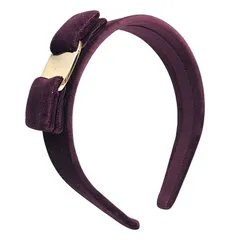 フェラガモ Salvatore Ferragamo ヴァラ リボン カチューシャ ベロア 347494/002 DEEP BORDEAU ボルドー レディース ヘアアクセサリー 未使用 aq13159のサムネイル