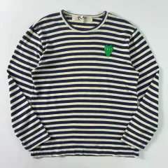 COMME des GARCONS 꼼데가르송 グリーンハート ワッペン ストライプ Tシャツのサムネイル
