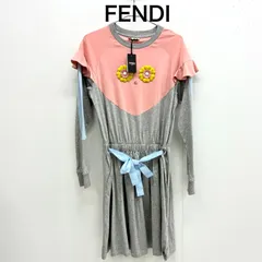【フェンディ FENDI】キッズ 美品モンスターロングワンピース 長袖 フリル 150(12A) ライトピンク×ライトブルー×グレー ⭐︎のサムネイル