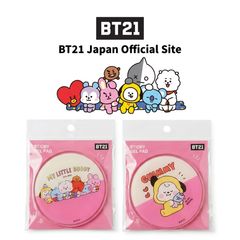 GF1 BT21 Sticky Gel Pads 2-Piece Set - Adhesive Gel Pads for Home Dust Removal, Reusable, Strong Adhesion, Anti-Drop, Easy to Use, Cute, Convenient, Practical, Secure, Car Interior, Desk, Washable, BTS Merchandise, Fandom, Gift