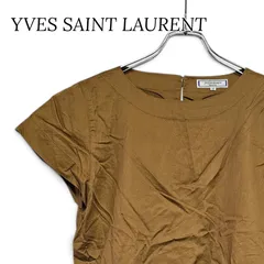 YVES SAINT LAURENT イヴサンローラン ブラウン フレンチスリーブ ブラウス カットソー 綿100% Cotton Mサイズ 9A3 レディース 485KJのサムネイル