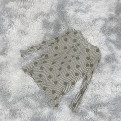 【良品】hirokobis 長袖 カットソー ロンT ボーダー 水玉 ドット 柄 (9) カジュアル 緑系 カーキ  HIROKO BIS ヒロコビスのサムネイル