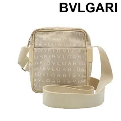 ● ブルガリ BVLGARI ショルダーバッグ ポシェット ロゴマニア ジャガード織り スクエア型 ベージュ キャンバス レザー レディース 6D456のサムネイル