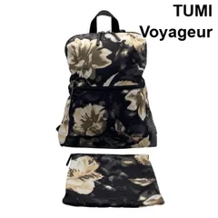 美品 トゥミ TUMI バックパック リュックサック ヴォヤジュール フローラルプリント パッカブル 黒 マルチカラー レディース 6D457のサムネイル