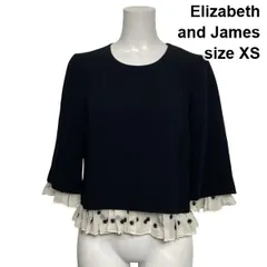 ◆ エリザベスアンドジェームス Elizabeth and James プルオーバーブラウス シャツ 長袖 ドット柄 フリル 黒 白 XS 5号 レディース S6I329のサムネイル