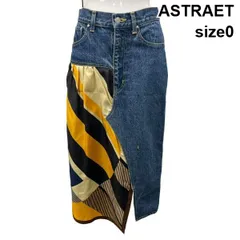◆ アストラット ASTRAET スカート ロング丈 幾何学調スカーフ柄 アシンメトリー フロントスリット コットン 0 S 7号 レディース S6I341のサムネイル